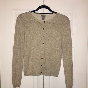 Ann Taylor button down sweater. Size SP gold